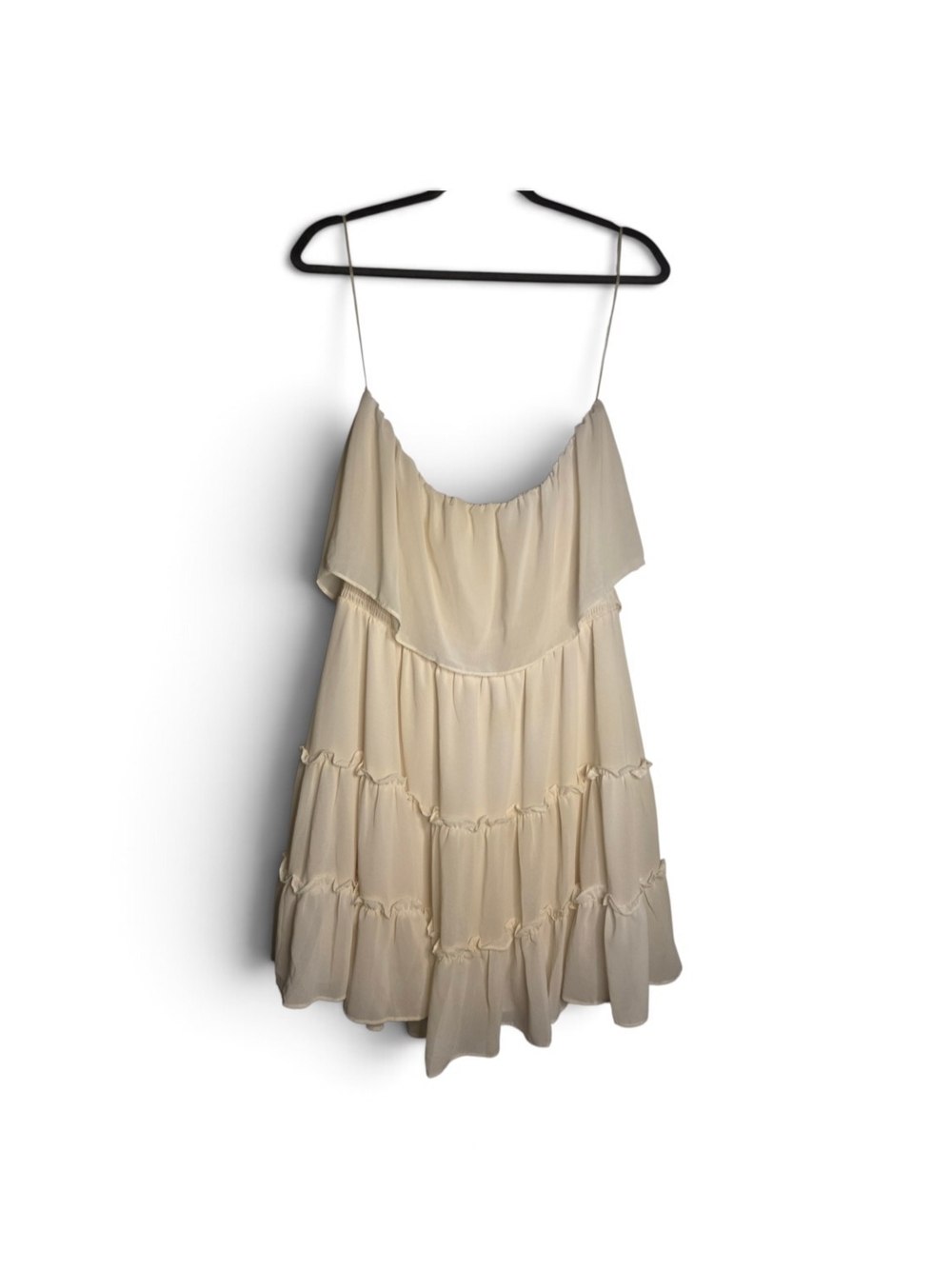 MABLE XL Cream Ivory Strapless Ruffle Tiered Dress Boho Cottagecore
